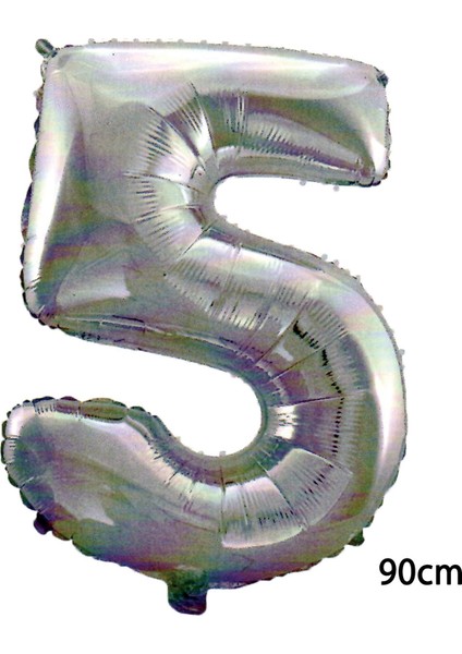 90 cm 5 Rakamı Folyo Balon Gümüş