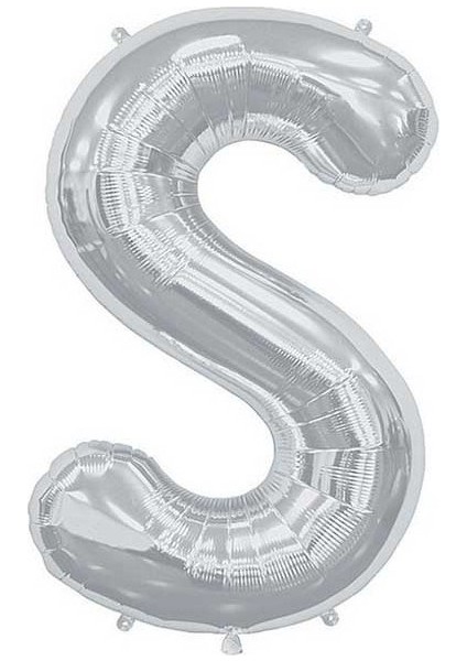 S Harf Folyo Gümüş Balon Küçük 35 cm