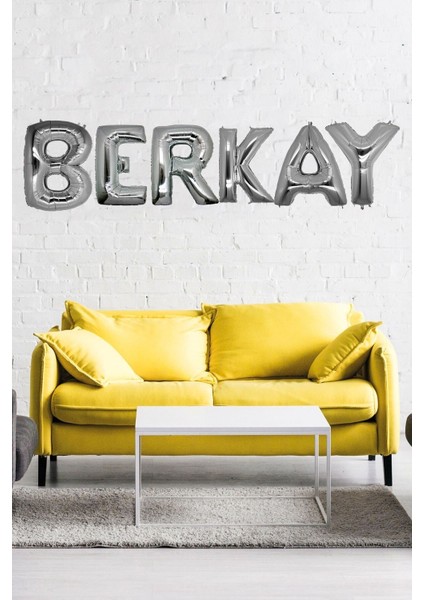 Doğum Günü Berkay Gümüş Harf Folyo Balon Set 40CM Isim Balon