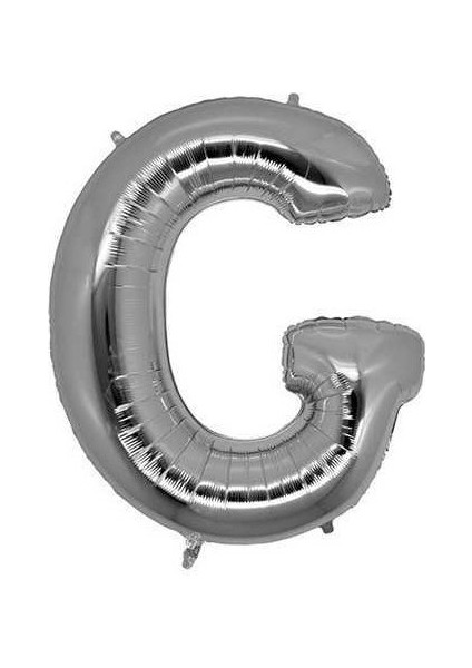 Gümüş Renk Folyo Balon G Harfli Helyum Balon 100 cm Dev Boy