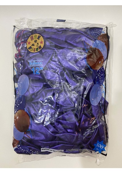 Balon - Mor Metalik Balon - 100 Adet