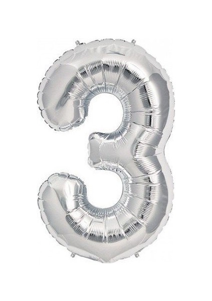 Gümüş Folyo Balon 3 Rakamı