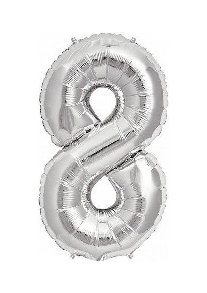 Gümüş Folyo Balon 8 Rakamı