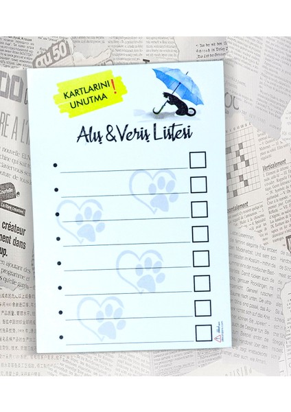 Mavi Kedi Desenli Not Kağıtları Seti