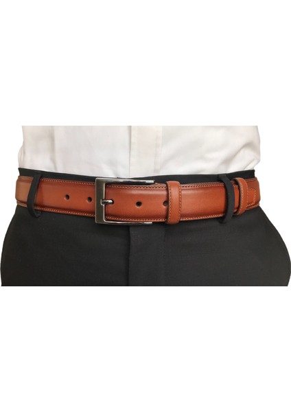 Deri Kenarları Dikişli Taba Klasik Kumaş Pantolon Kemeri 3,5 cm fiyatları