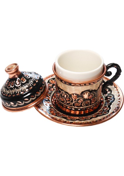 Kahve Fincan Seti 6 Kişilik -Erzincan El Işlemesi Bakır