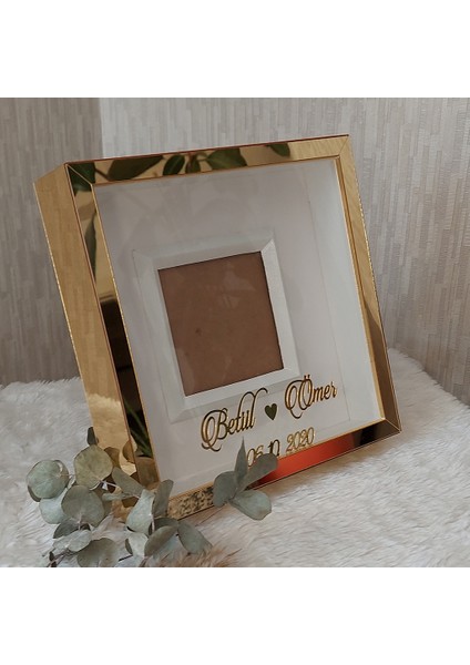 25 x 25 cm Gold Ayna Anı Çerçevesi