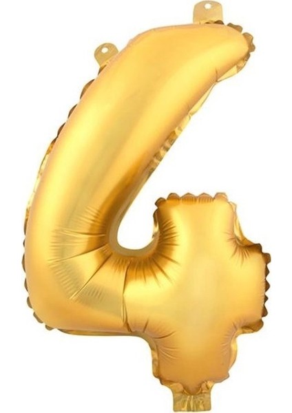 Kingshark 4 (Gold) Rakam Folyo Balon - 90 cm - Altın Folyo Rakam Balon