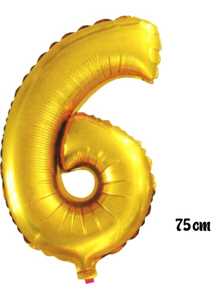 Kingshark 75 cm 6 Rakam Folyo Balon Altın