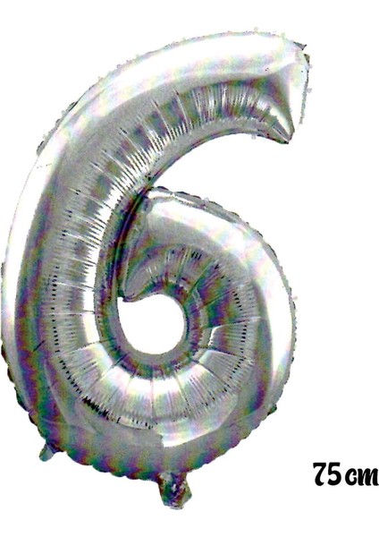 Kingshark 75 cm 6 Rakam Folyo Balon Gümüş