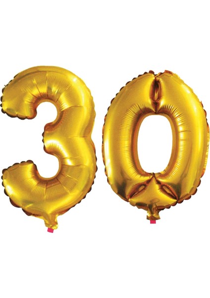 Kingshark 30 Yaş Sayı Folyo Balon Altın 90 cm