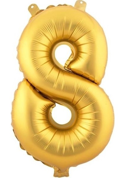 Kingshark 8 (Gold) Rakam Folyo Balon - 90 cm - Altın Folyo Rakam Balon