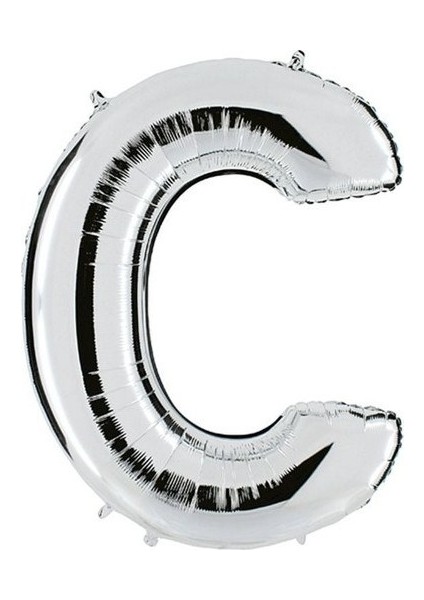 Kingshark Balon Parti C Harf Gümüş Folyo Balon 102 cm