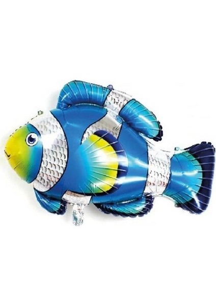 Kingshark Folyo Balon Doğum Günü Balonu Parti Balonu 90 x 71 cm Mavi Balık