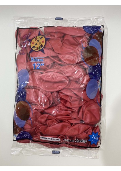 Kingshark Balon - Kırmızı Metalik Balon - 100 Adet