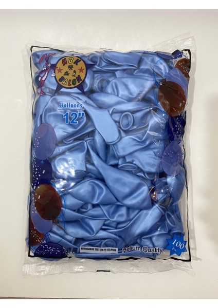 Kingshark Balon - Mavi Metalik Balon - 100 Adet