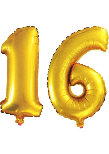 16 Yaş Sayı Folyo Balon Altın 90 cm
