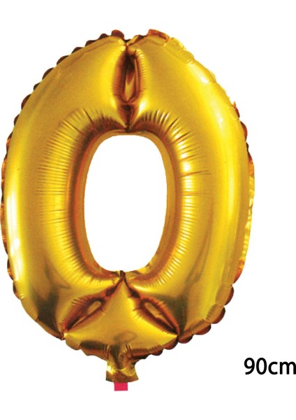 90 cm 0 Rakamı Folyo Balon Altın