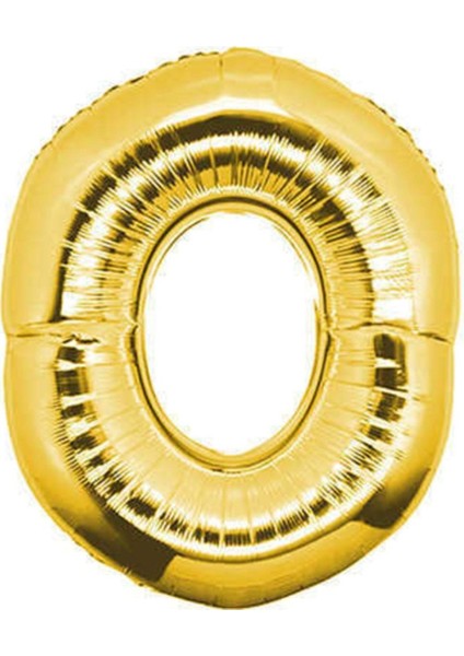 0 Rakam Gold Altın Folyo Balon Harfli Helyum Balon 100 cm Dev Boy