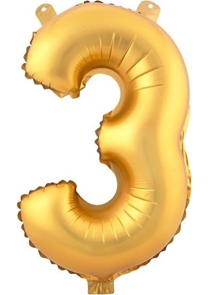 3 (Gold) Rakam Folyo Balon - 90 cm - Altın Folyo Rakam Balon