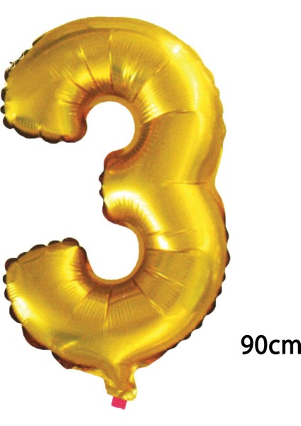 90 cm 3 Rakamı Folyo Balon Altın