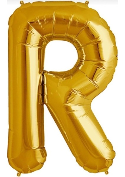 R Harf Gold Altın Folyo Balon Harfli Helyum Balon 100 cm Dev Boy