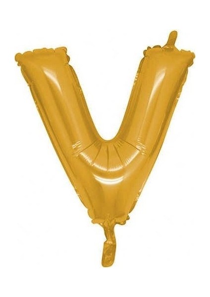 V Folyo Balon Gold 100 cm Helyum Balon Uçan Balon
