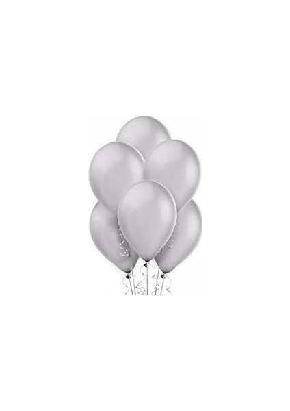 Ezjet Balon 100 Adet Metalize Balon Metalik Balon Gümüş 16 Inç