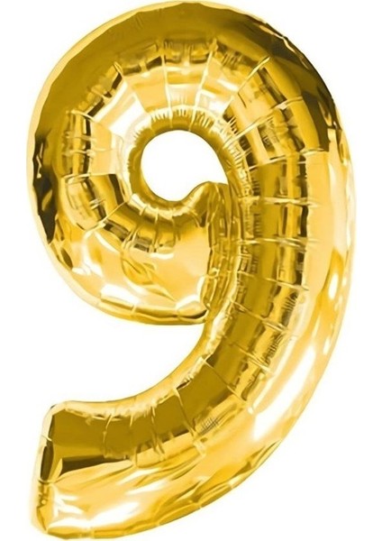 Ezjet 9 (Gold) Rakam Folyo Balon - 90 cm - Altın Folyo Rakam Balon