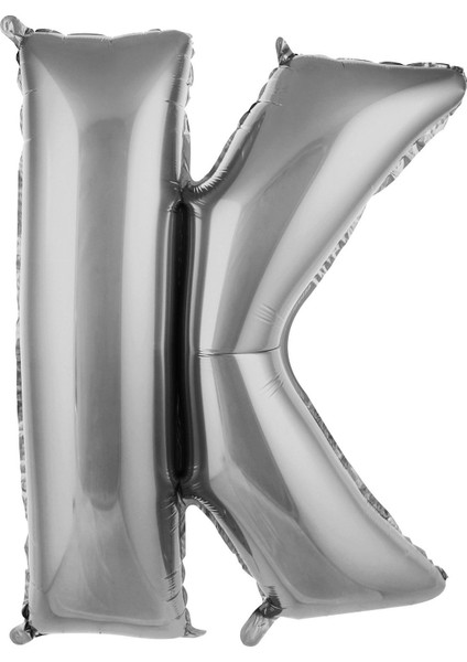 Ezjet Balon K Harf 76 cm Gümüş Folyo Balon 34 Inc