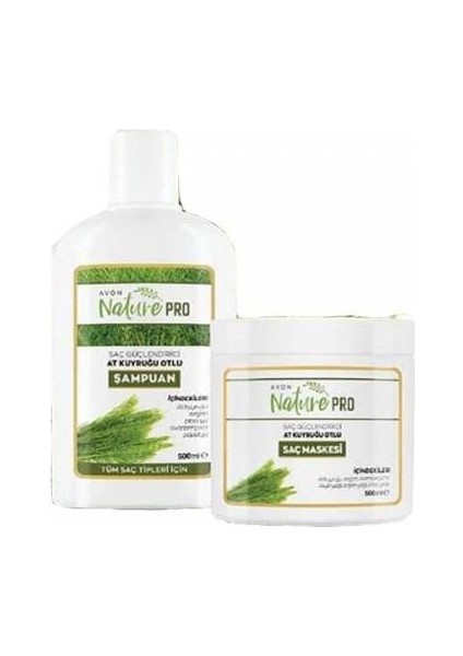 Nature Pro At Kuyruğu Otlu Şampuan 500 ml - Saç Maskesi 500 ml 2 Li Set