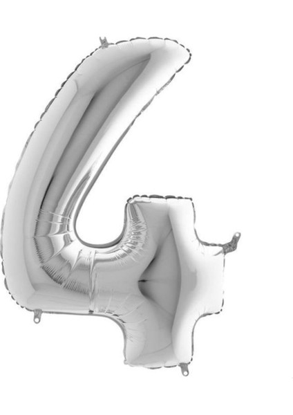 Balon 4 Rakamı Gümüş 100 cm Folyo Balon