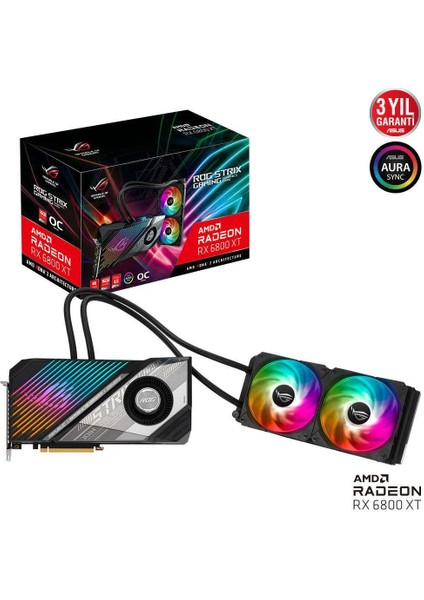 ROG Strix LC Radeon RX6800XT OC Gaming 16GB GDDR6 256Bit 2360MHz OC 1xHDMI 2xDP 1xType-C Ekran Kartı ROG-STRIX-LC-RX6800XT-O16G-GAMING