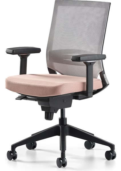 Cozy Çalışma Koltuğu - 3D Kol - Plastik Ayak - Gri/somon