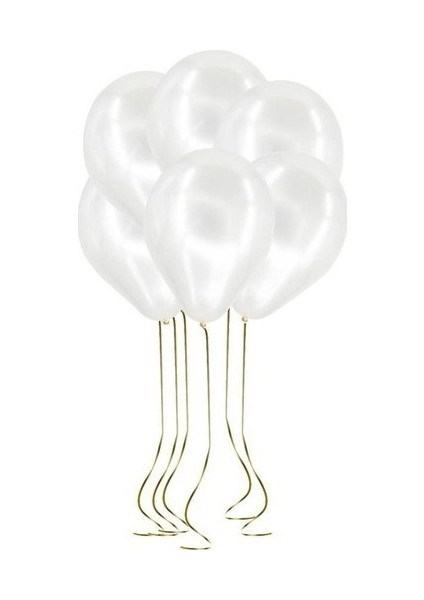 Parti Metalik Beyaz Balon 20'li