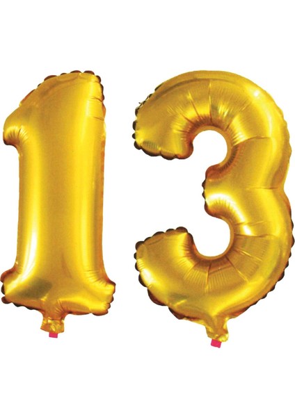 13 Yaş Sayı Folyo Balon Altın 90 cm