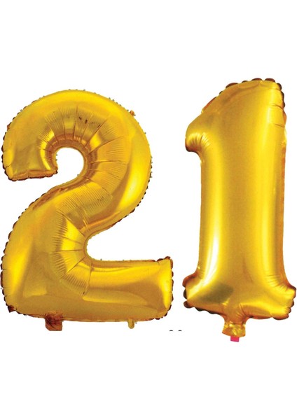 21 Yaş Sayı Folyo Balon Altın 90 cm