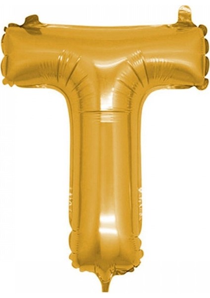 T (Gold) Harf Folyo Balon - 90 cm - Altın Folyo Harf Balon