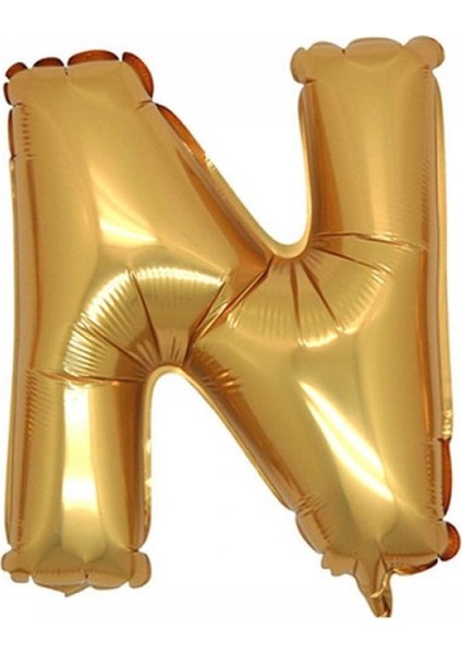 N (Gold) Harf Folyo Balon - 90 cm - Altın Folyo Harf Balon