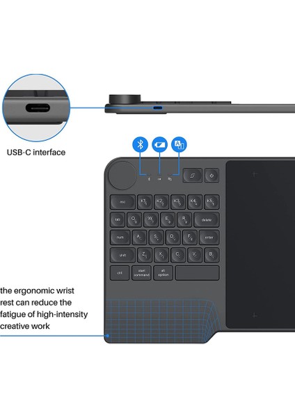 Inspiroy Keydial KD200 Bluetooth 5.0 8.9x5.6 inç Grafik Tablet (Yurt Dışından)