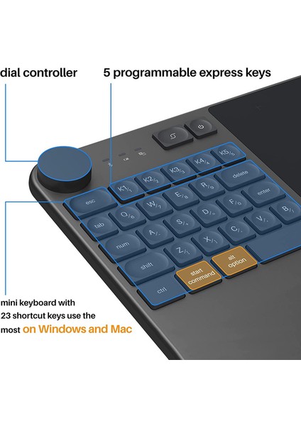 Inspiroy Keydial KD200 Bluetooth 5.0 8.9x5.6 inç Grafik Tablet (Yurt Dışından)