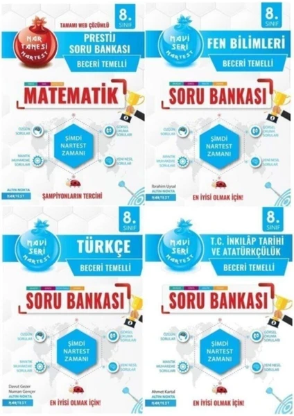 Nartest Yayınevi 8. Sınıf LGS Mavi Seri 4'lü Soru Bankası Seti