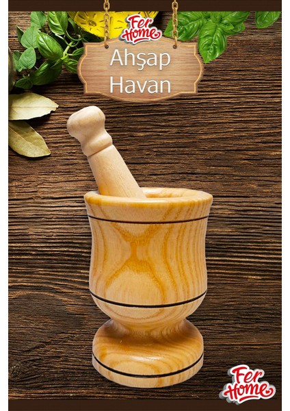 Ahşap Havan Sarımsak Ezici Şimşir Ceviz Fındık Içi Döveceği