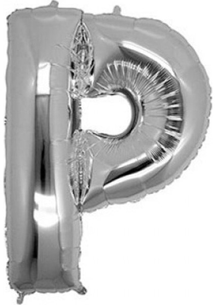 Ezjet P (Silver) Harf Folyo Balon - 90 cm - Gümüş Folyo Harf Balon