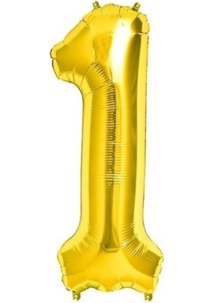 Ezjet Rakam Folyo Balon 1 Rakamı Büyük Boy Balon Altın Sarısı /dore