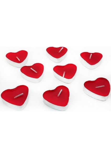Parti Dolabı 100 Adet Kalpli Mum Küçük Kırmızı Tealight Kalp Şeklinde Mum