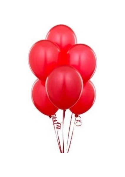 25 Adet Metalik Sedefli Parlak Kırmızı Balon (Helyumla Uçan)