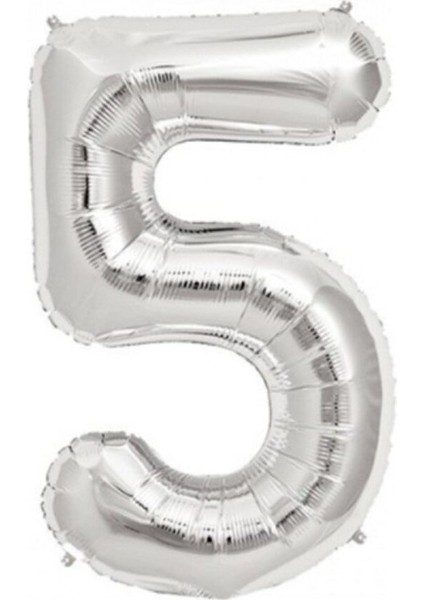 Balon 5 Rakamı Gümüş 100 cm Folyo Balon