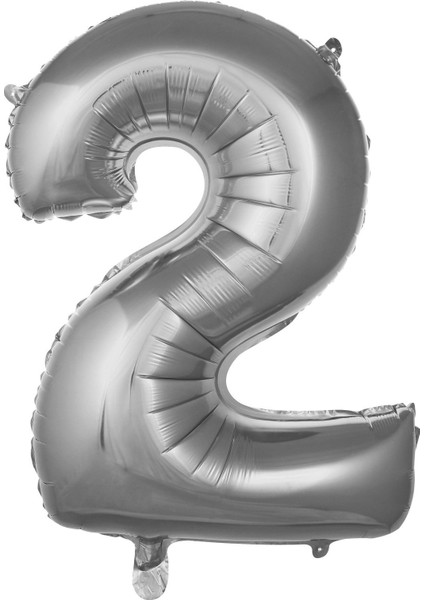Balon 2 Rakam 76 cm Gümüş Folyo Balon 34 Inc