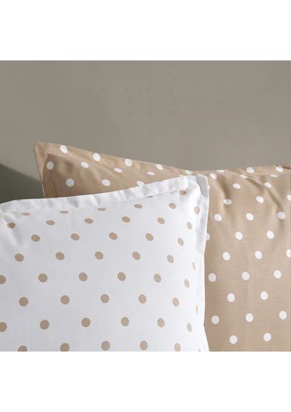 Cote Blanc 2'li Dots Capuccino 50 x 70 cm %100 Pamuk Ranforce Çift Taraflı Yastık Kılıfı